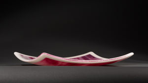 Pink and white glass streaky bordered plate