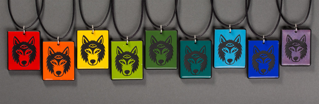 Glass Wolf Logo Pendants