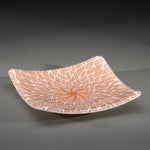 Sandcarved copper and white glass sun swimmer plate.