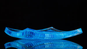 Fused, cut, and polished glass ice cube platter