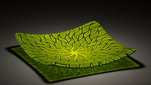 Lime green and green transparent glass sunswimmer plate