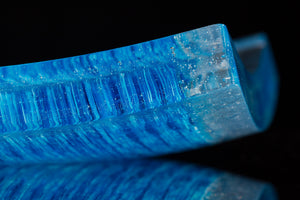 Fused, cut, and polished glass ice cube platter