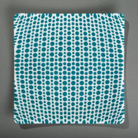 Sandcarved aquamarine and white glass circle party plate.