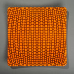 Sandcarved bright orange and brown glass circle party plate.