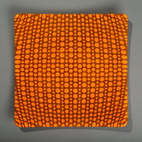 Sandcarved bright orange and brown glass circle party plate.