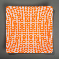 Sandcarved bright orange and white glass circle party plate.