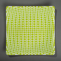 Sandcarved lime green and white glass circle party plate.