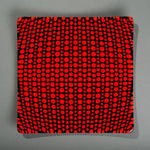 Sandcarved red and black glass circle party plate.