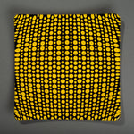 Sandcarved yellow and black glass circle party plate.