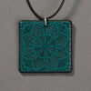 Flower Mandala Pendant - Aquamarine and Black