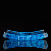 Cut and polished turquoise, white, and clear fused glass ice cube platter.
